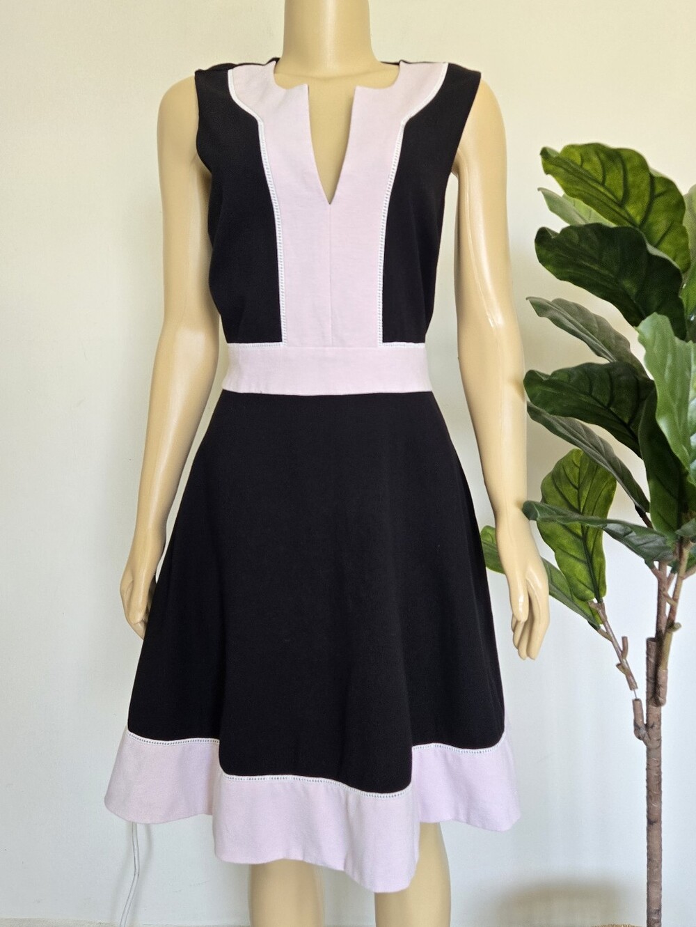 Kate Spade Colorblock Ponte Dress Black Pink Size 12 Women's